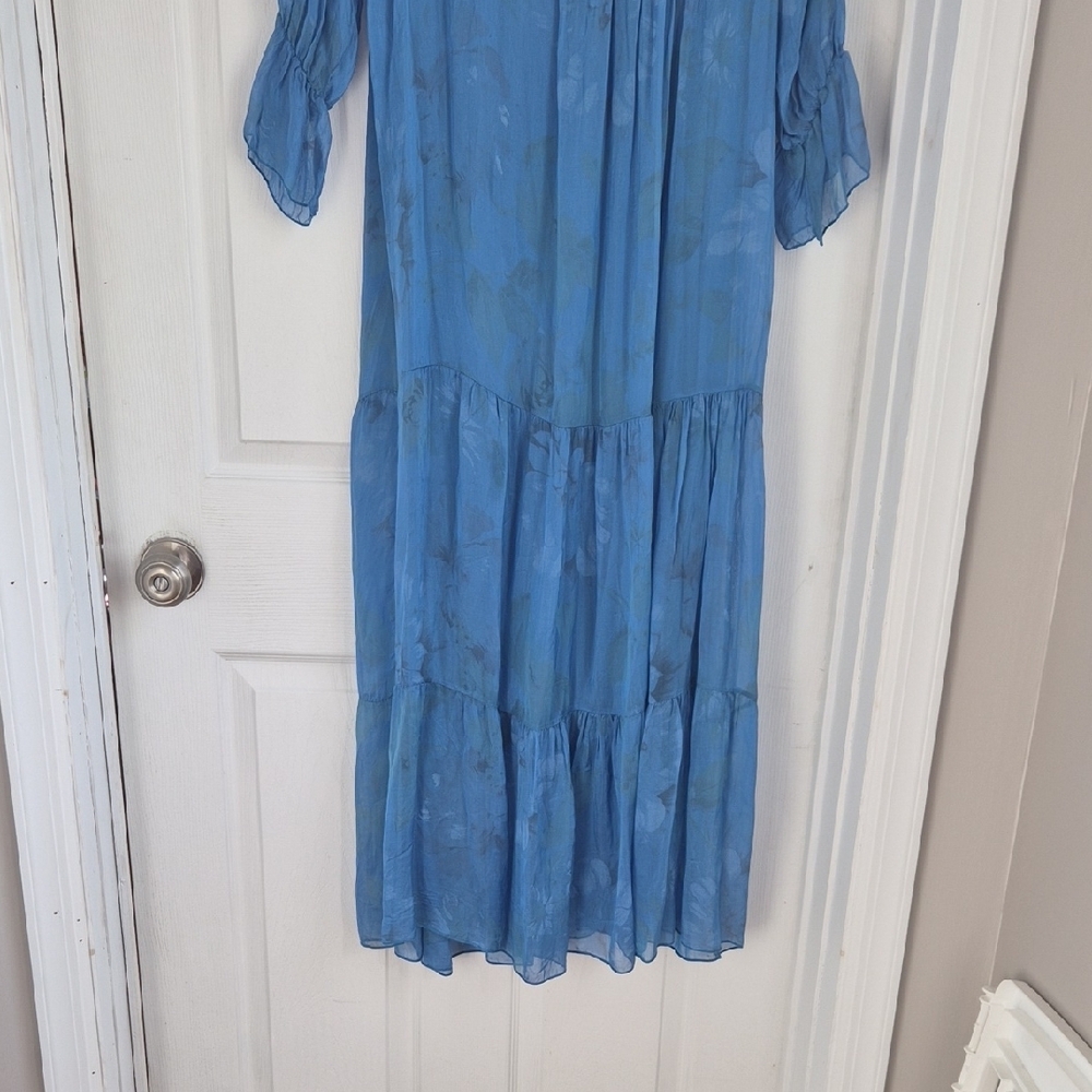GUISY Blue Sheer Maxi Dress - Lightweight Layered Women's Dress - Picture 6 of 14